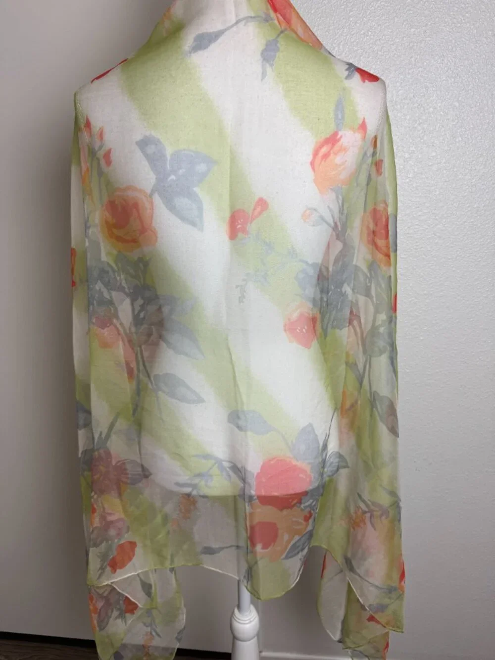 VIntage Lightweight Silk Chiffon Roses 33